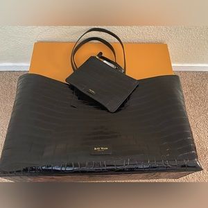 🌼NWOT!!! JEFF WAN LEATHER CROCODILE TOTE🌼